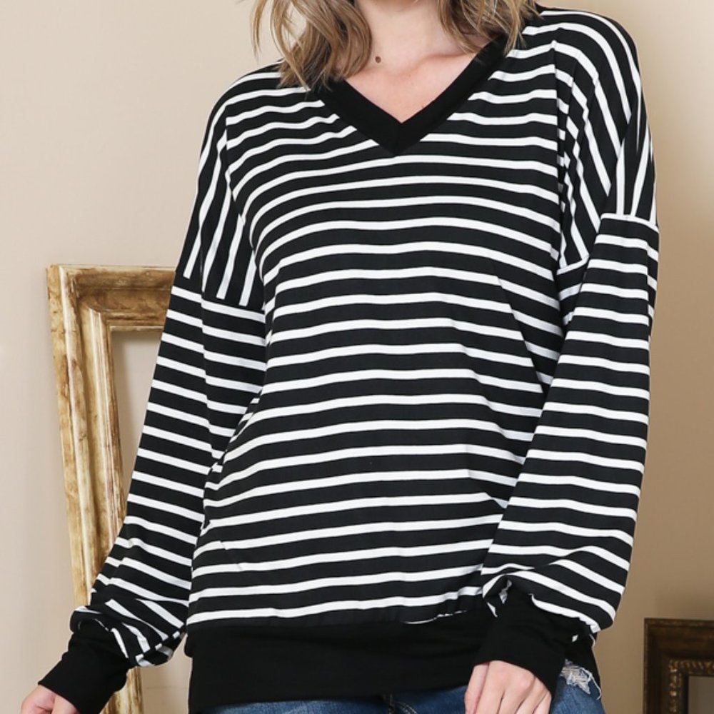 V-NECK STRIPE TUNIC